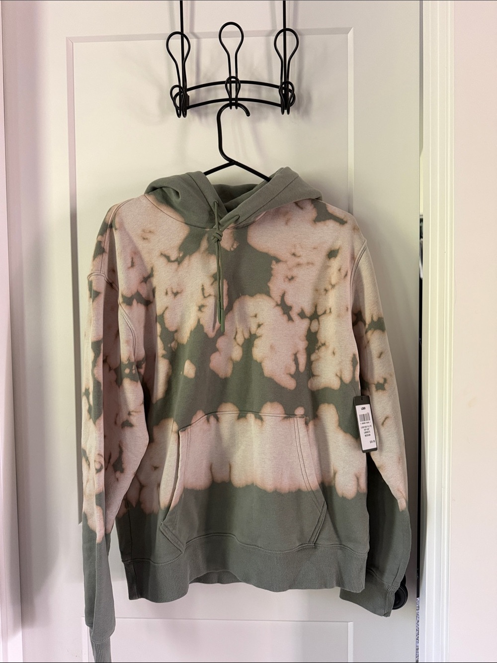 Tie-Dye Pullover Hoodie - cream & Olive